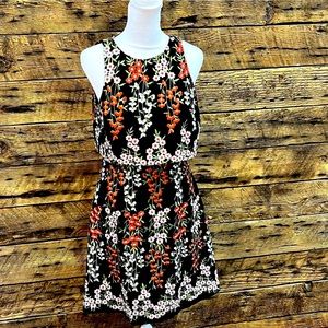 Gianni Bini Red, Black, and White Open Back Dress - Size 10